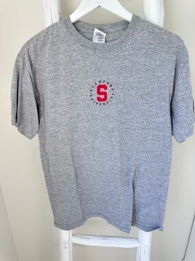 Gildan Gray Short-Sleeve Tee with Red 'S' Stanford University Logo Size M